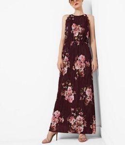 Vero Moda Burgundy Floral Pleated Mini Dress