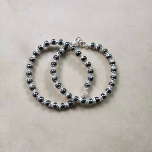 PS97Pure Silver &amp; Black Crystals Baby Nazariya