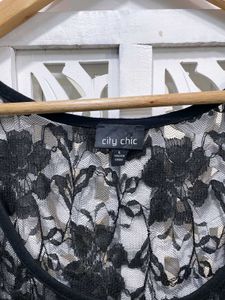 Imported Black Oversized Laced Top A