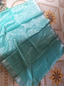 Teal Saree with ready made blouse
