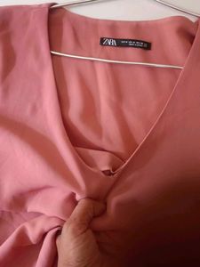 Zara Pink V-Neck Top