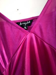 Silky Magenta Slip Dress with front Slit