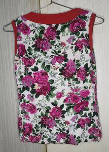 Casual Floral Printed Red Top