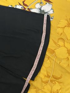 Black Flared Solid Palazzo Pants