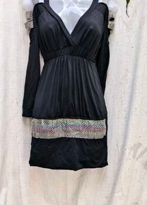 3177. Black Embellished Party Dress