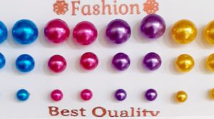 Designer Round Velvet Shining Work Pearl Stud Earring 30 Set 2 1/2 Dozen School Children College Girls Earring Combo Meenakari Kundan Stud Kids Fashion Earring for Women Girls Earrings &amp; Studs