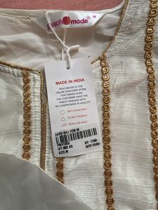 Elegant Kurta For Classy Girls,white With Gold