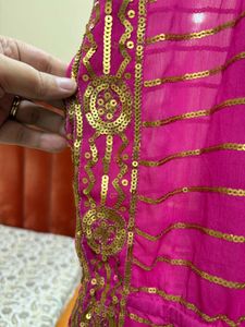 Pink Kaftan Top With Sequins