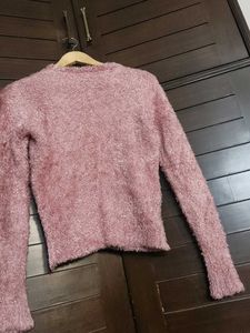 Pink Fuzzy Long Sleeve Sweater