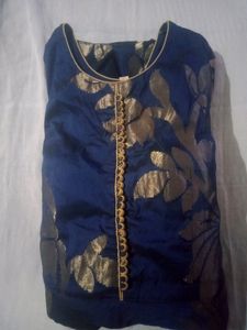 Royal Blue Embroided Golden Gown