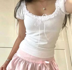 White Lace Trim Top