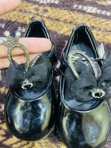 Black Embellished Shoe For Baby Girl