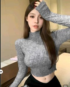 New with tag Pinterest Stylish Grey Ribbed Crop To