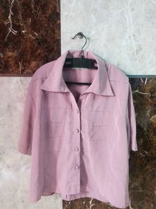 Vintage Pink Button-Down Top