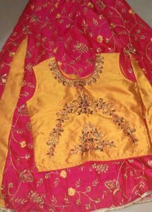 Red & Gold Embroidered Indian Skirt