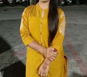 Mustard Embroidered Kurta