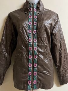 Shinny Brown High Neck Jacket💖