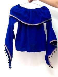 Beautiful Royal Blue Off Shoulder Cotton Top ...