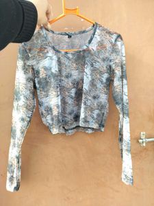 Printed Sheer Crop Top