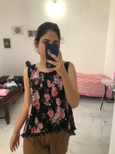 Flower Printed Colour Top