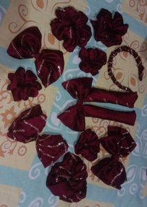 6combo Of Scrunchies,Hair Band &amp;Hair BowClip,