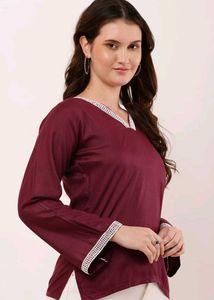 Burgundy V-Neck Top