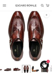 Escaro Royale Brown Leather Monk Strap Shoes