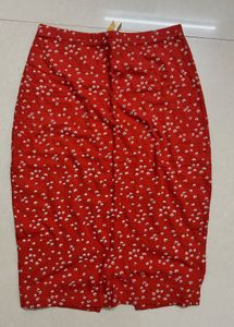 Women Red Floral Print Skirt