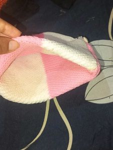 Vintage Pink &amp; White Knitted Hat