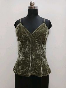 Olive Velvet Cami Top