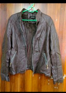 Brown Faux Leather Jacket