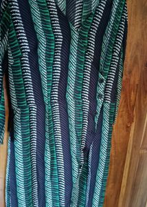 Printed Wrap Dress In Dark Green