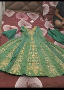 4 colour available Elegant Green Embroidered Dress