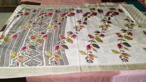 Beautiful White Sari With Blouse Piece