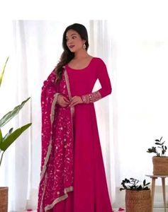 Hot Pink Embroidered Anarkali Suit