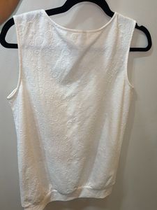 White Textured Sleeveless Top