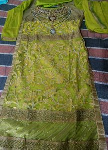 Lime Green Embroidered Salwar Kameez