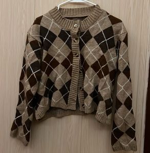 Argyle Knit Cardigan