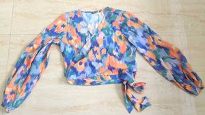 Tokyo Talkies Abstract Printed Wrap Top