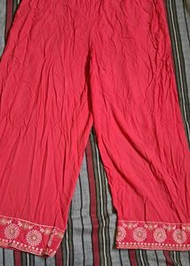 Coral Embroidered Palazzos