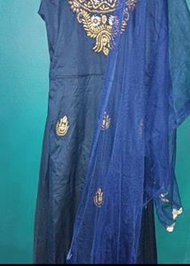 Full Length blue Colour Gown | Sleeveless