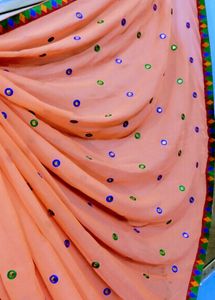 Karwachauth Offer Sale Embroidered Peach Saree