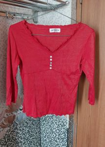 Red Long Sleeve Top