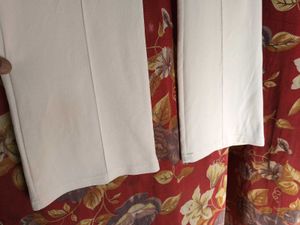 White Ribbed Flare Leggings