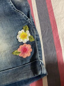 Denim Flower Shorts