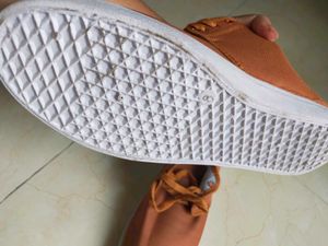 Rust Canvas Lace-Up Sneakers