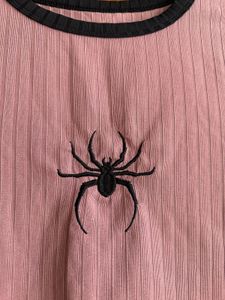Pink Spider Graphic Crop Top