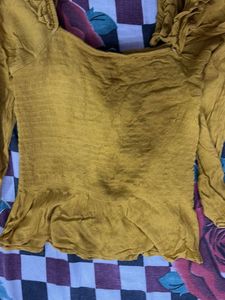Mustard Ruffle Long Sleeve Top