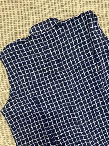 Blue &amp; White Checkered Sleeveless Shirt