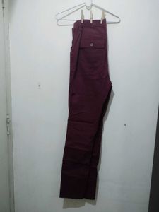 Marks And Spencer Crimson Maroon Long Pant Trouser